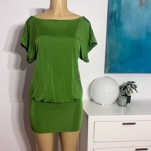 Marciano Green Short Sleeve Blouson Mini Dress